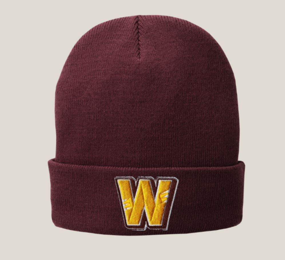 Cuffed Fleece Lined Beanie w/ 3D Embroidered 'W' Patch
