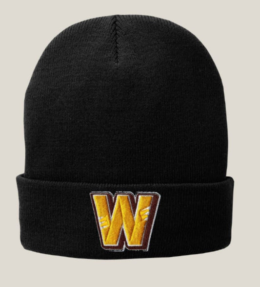 Cuffed Fleece Lined Beanie w/ 3D Embroidered 'W' Patch