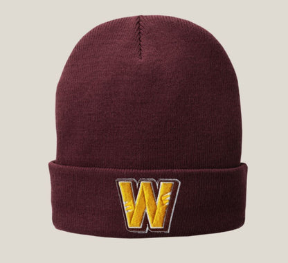 Cuffed Fleece Lined Beanie w/ 3D Embroidered 'W' Patch