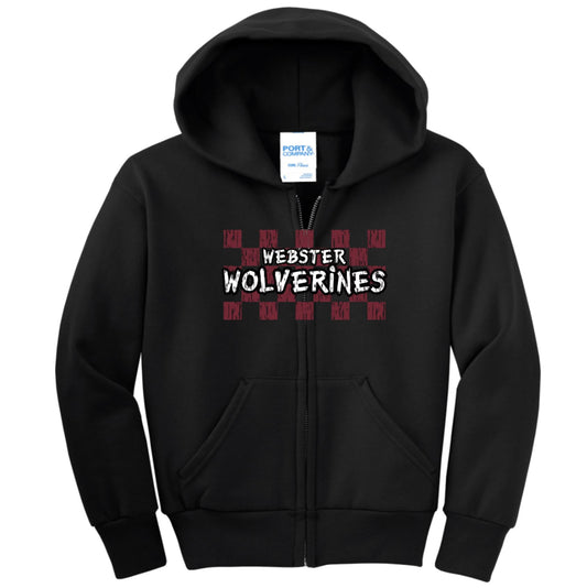 Webster Wolverines Youth Zip Up Hoodie Sweater