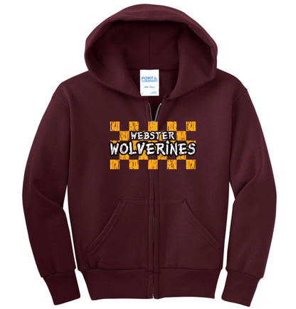 Webster Wolverines Adult Zip Up Hoodie Sweater