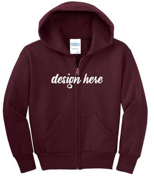 Full Zip Up Hoodie Swearshirt w/Choice of Design